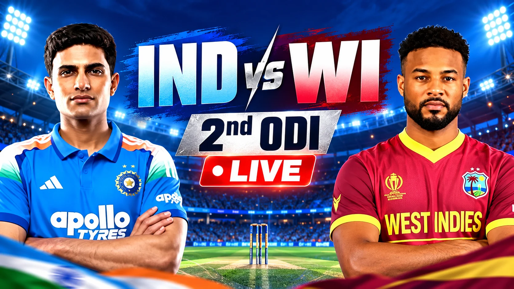 IND vs WI 2nd ODI Live